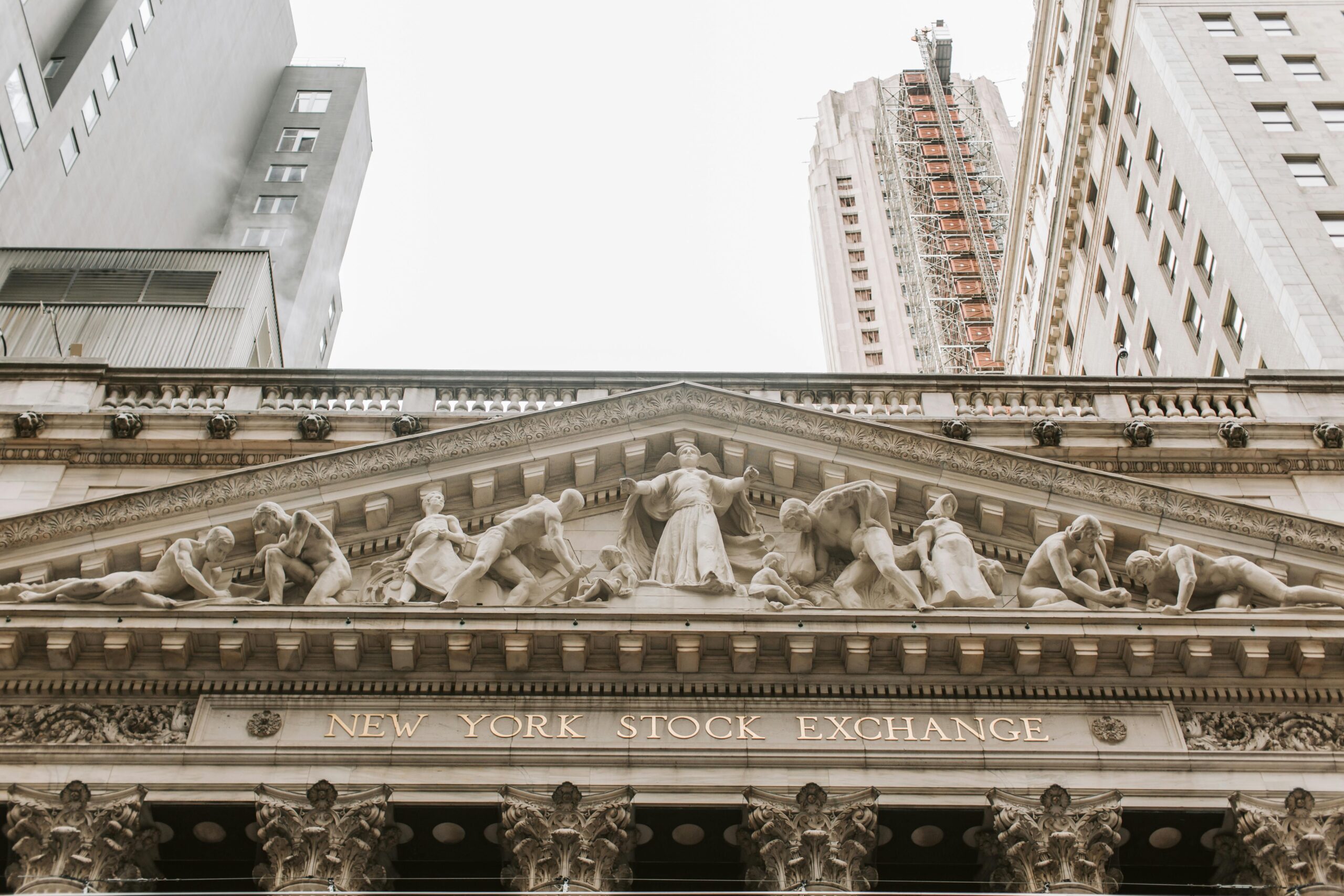 Captured the iconic facade of the New York Stock Exchange with intricate architectural details.