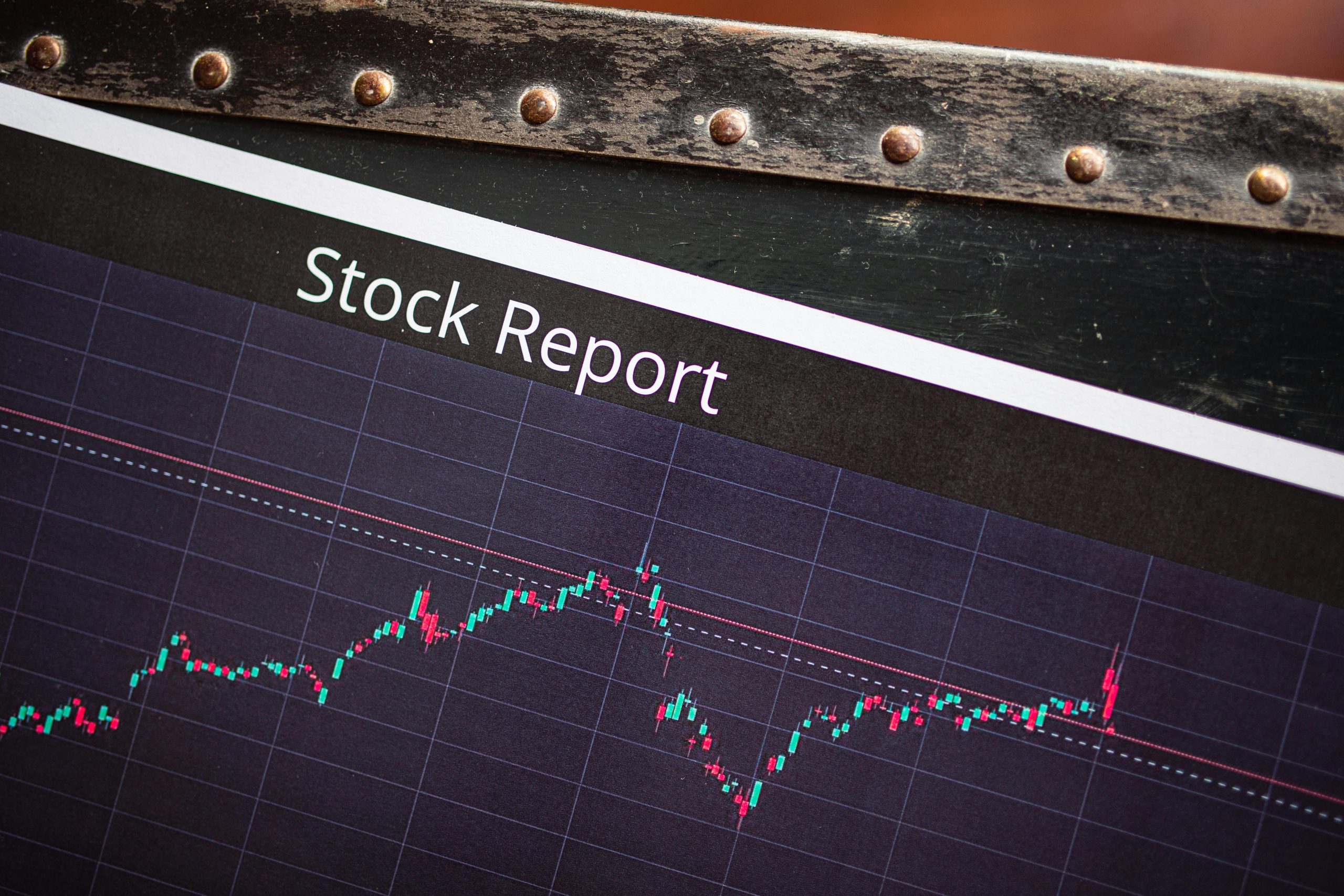 Detailed view of a stock report displaying a market performance graph with data trends.